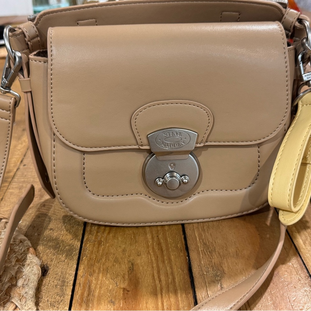 Steven By Steve Madden Tan Crossbody Bag with Silver Hardware